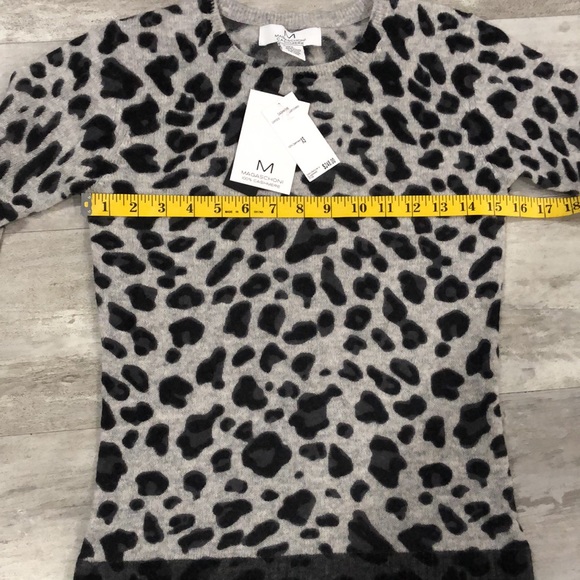 Magaschoni Black Gray Leopard Print Color block Cashmere Sweater - Picture 5 of 10
